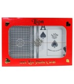 Poker karte Lion 2 paketa, 100% plastic, jumbo indeks