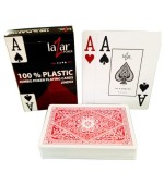 Poker karte Lazar 1070 Premium 100% plastic, jumbo index, rdeče